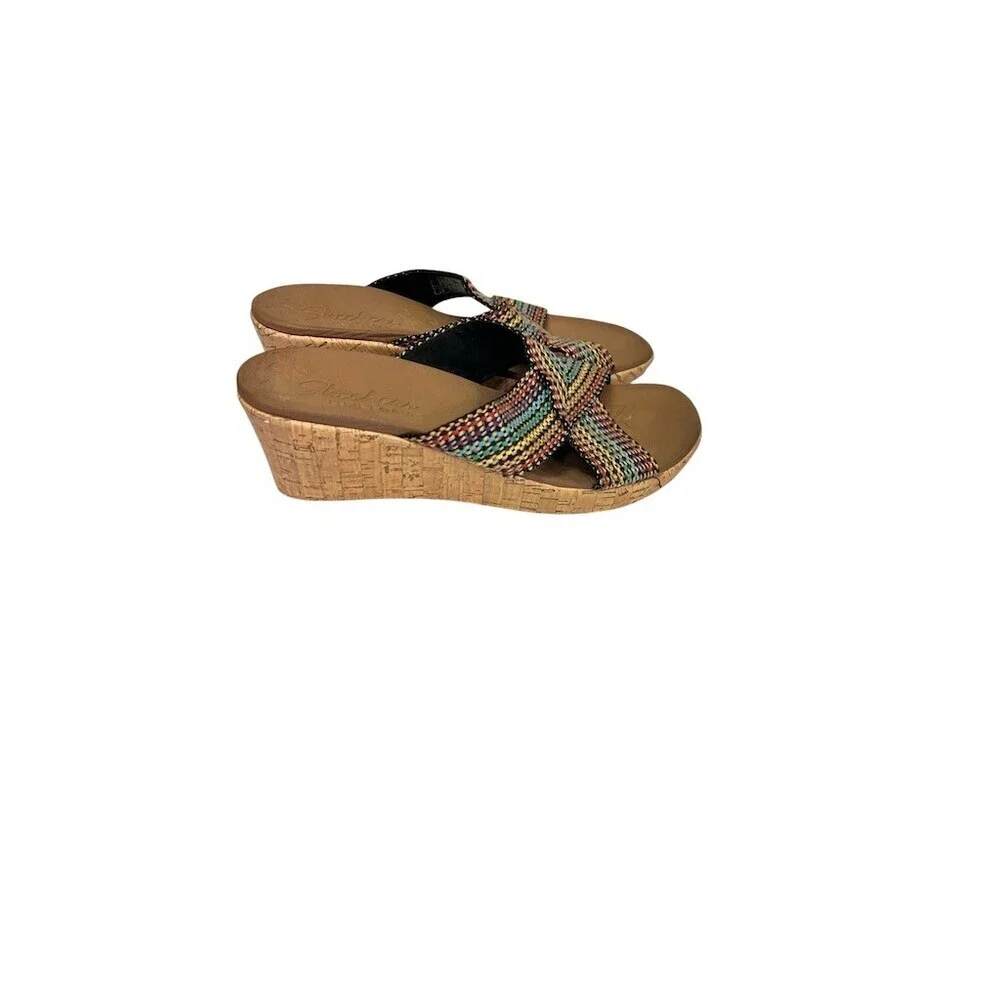 Skechers Cali Beverlee Delighted Wedge Slide Sandals Multicolor Womens 10